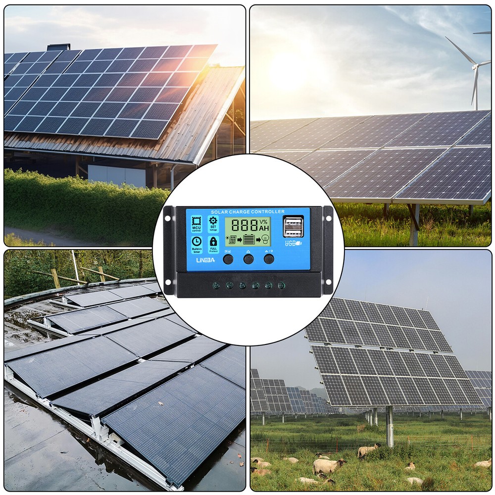 PWM Solar Charge Controller for 12/24V Solar Panel Battery Intelligent Regulator