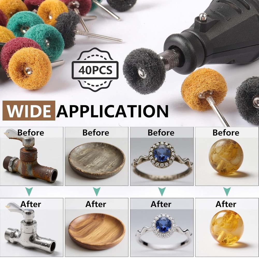 40 PCS Double-Layer Buffing Pads, Multi-Grit Abrasive Wheels...
