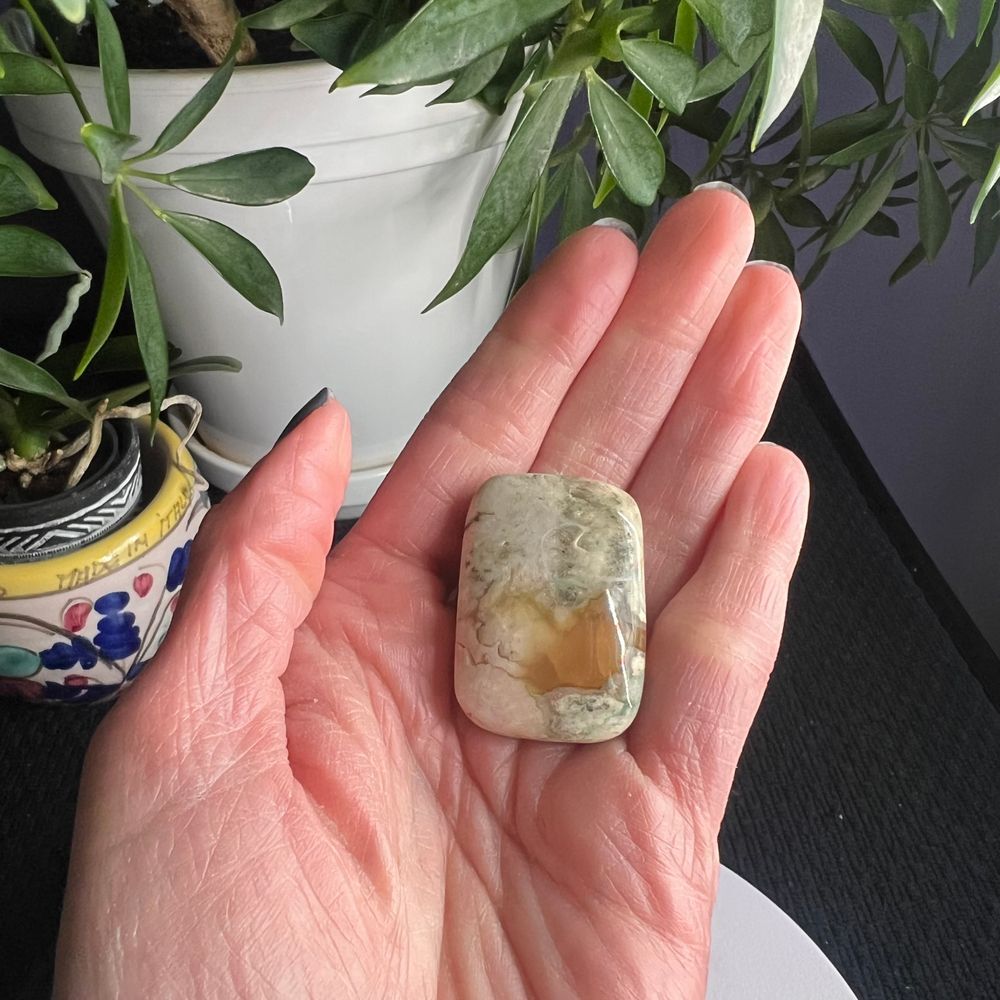 Green Flower Agate Crystal Palmstone