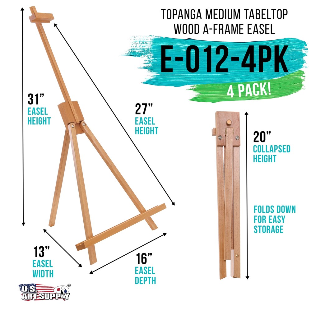 4pk 31" Tabletop Folding A-Frame Artist Studio Easel Beechwood Tripod Display