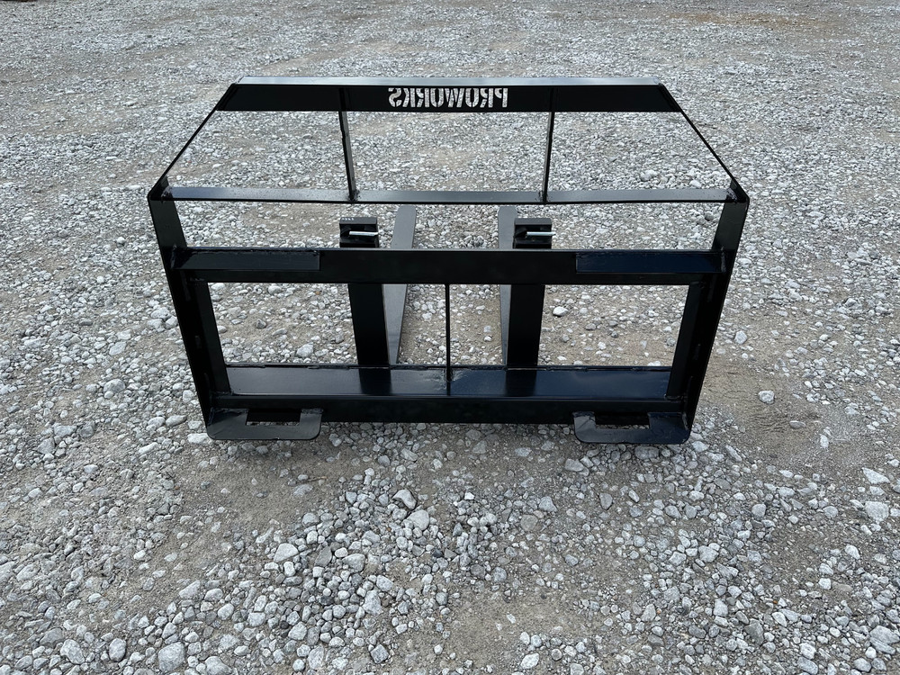48" Root Rake Clam Grapple and 42" Long Pallet Forks Attachment ComboQuickAttach