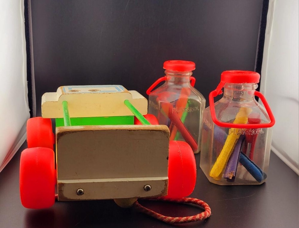 Vintage Playskool Pull Toy With Wood Clothespins Retro