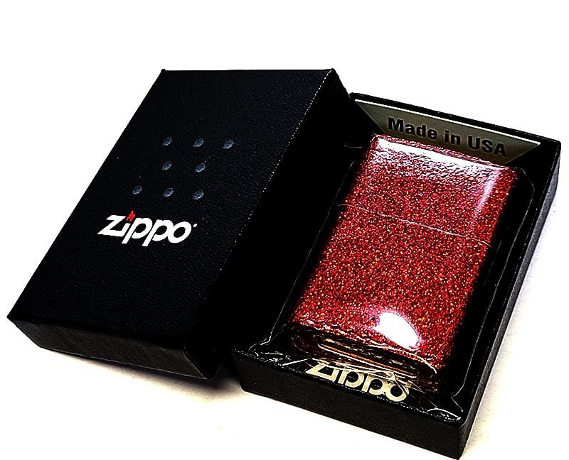 Zippo Glitter Color Red 5 Sided Processing Lighter Regular Japan