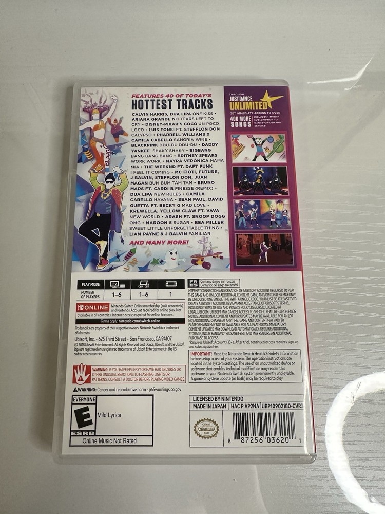 Just Dance 2019 Nintendo Switch Empty Game Case
