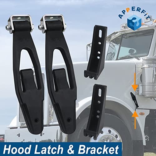 Hood Latch Strap with Catch Bracket Kit 2 Pack Compatible with Standard 2sets