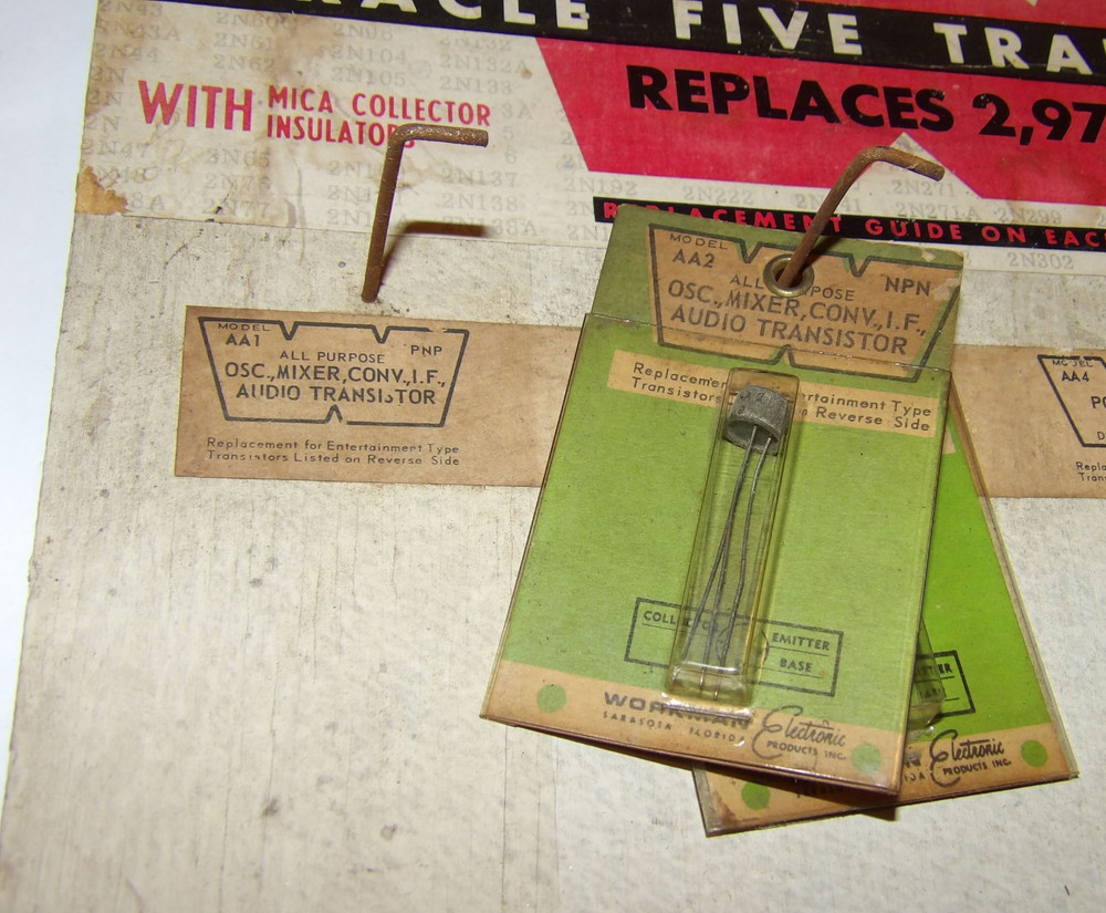 VINTAGE 1960s WORKMAN ELECTRONICS "MIRACLE FIVE TRANSISTORS" STORE DISPLAY 11x13