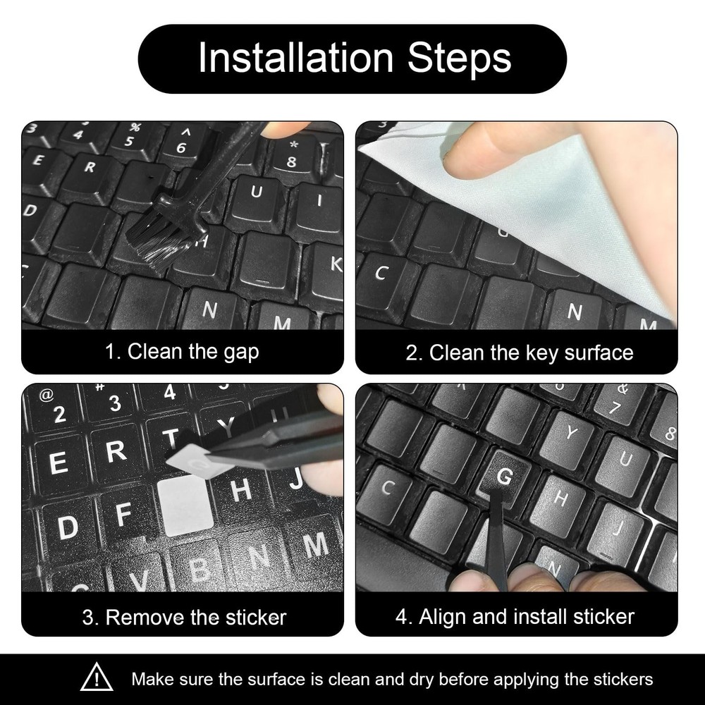2 Pcs English Keyboard Stickers Universal Replacement for Laptop PC Computer