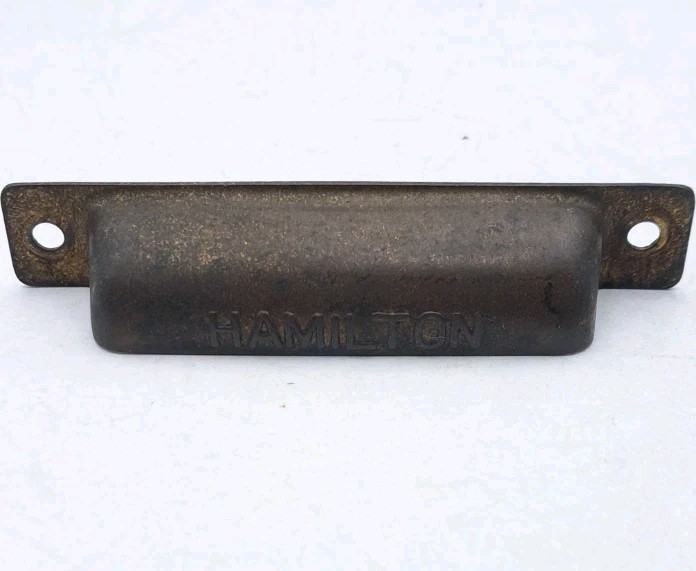 Antique Bin Pull Drawer Printers Cabinet Hamilton Handle Vintage Brass Hardware