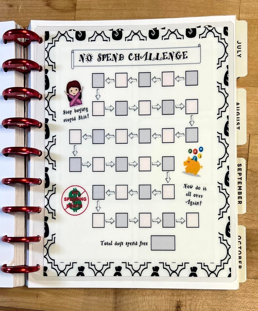 No Spend Tracker Challenge Dashboard 4 use w/ Classic Happy Planner~