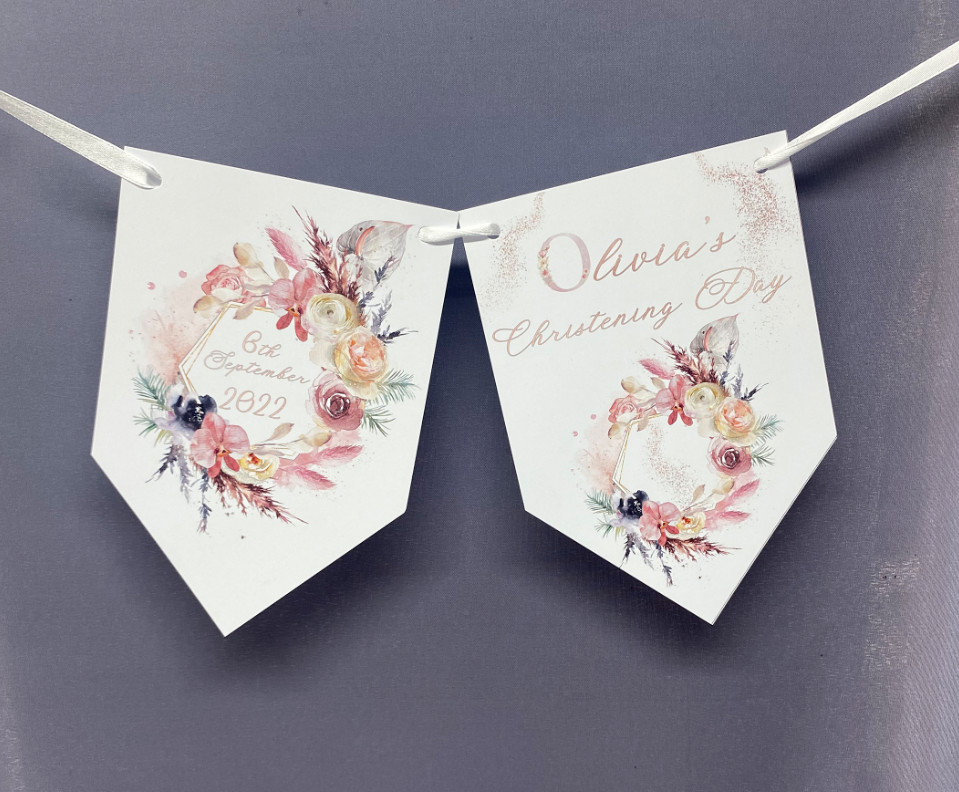Personalised Christening Bunting Boho
