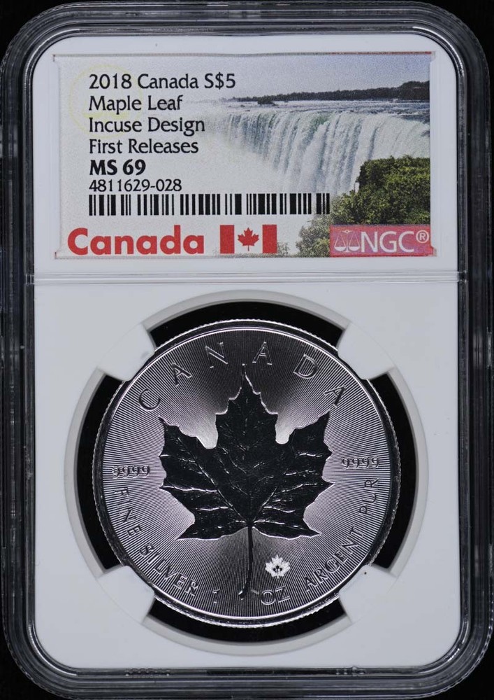 2018 Canada Maple Leaf Incuse Design - FR S$5 NGC MS69