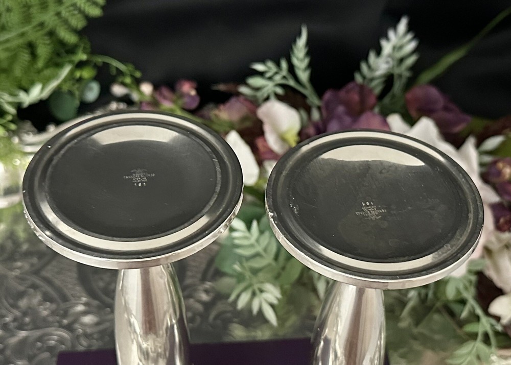 Sterling Silver FB Rogers Candle Holders 8" Silver Dinner Taper Candlesticks - 2