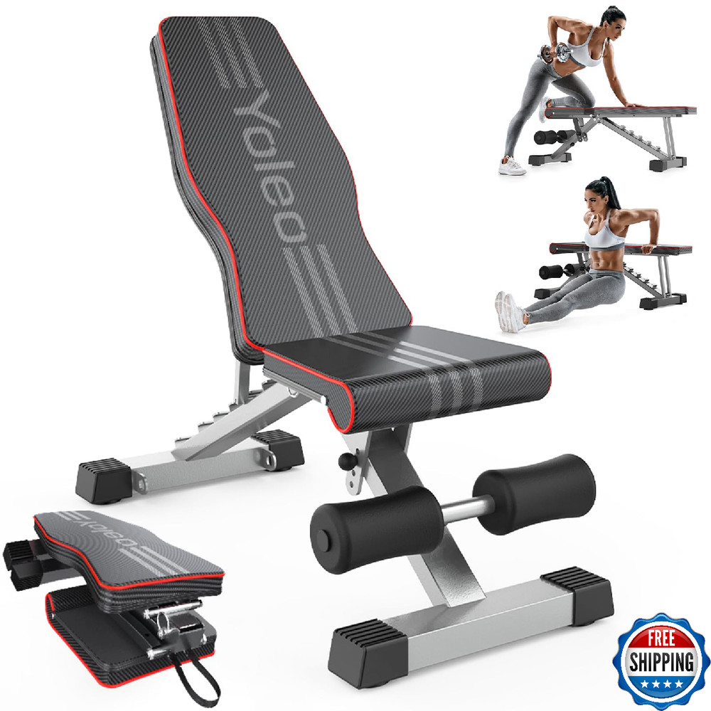 Yoleo Adjustable Weight Bench for Full Body Workout; Foldable Bench Press Bench