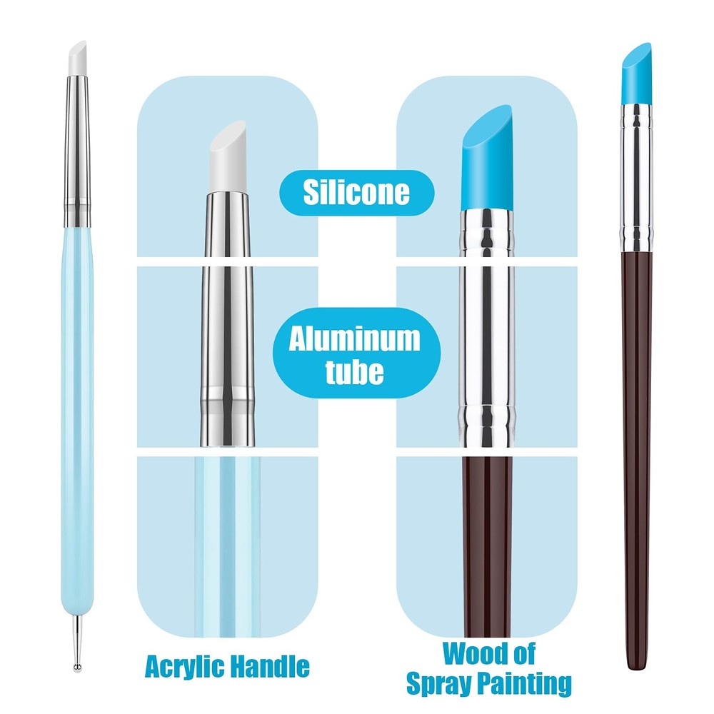 Clatoon 10Pcs Silicone Clay Sculpting Tool, Modeling Dotting Tool & blue