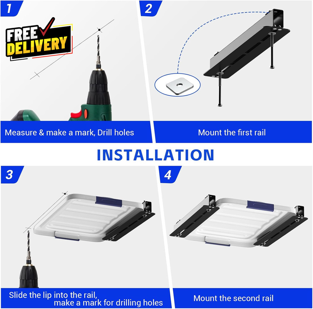 5-Pack Overhead Ceiling Storage Rack Heavy Duty Garage Utility Bin Organizer