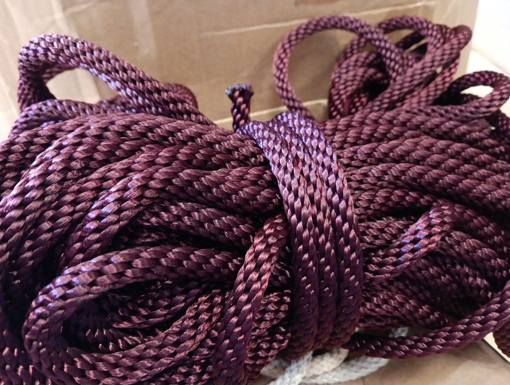 3/8” x 107ft. Solid Braid Polyester Rope. Made in USA. Burg