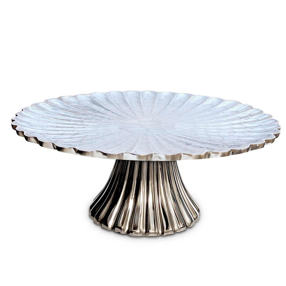 Aluminum & Enamel Cake Stand, Gray
