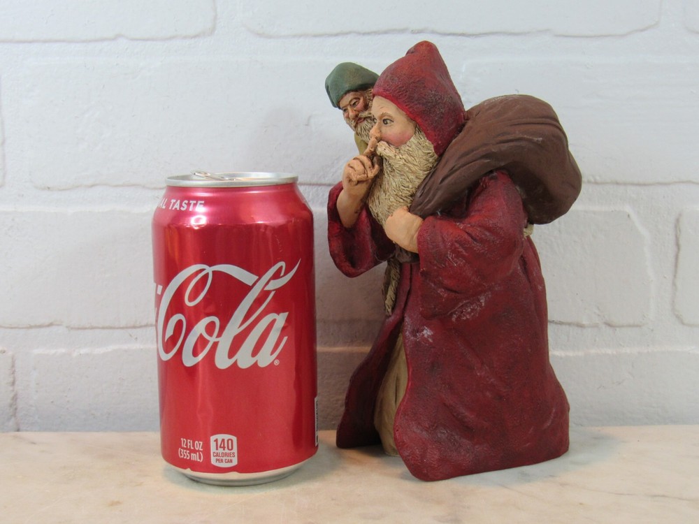 Santa w/ Elf Gnome SIGNED C. PARRISH 1990 FIGURINE