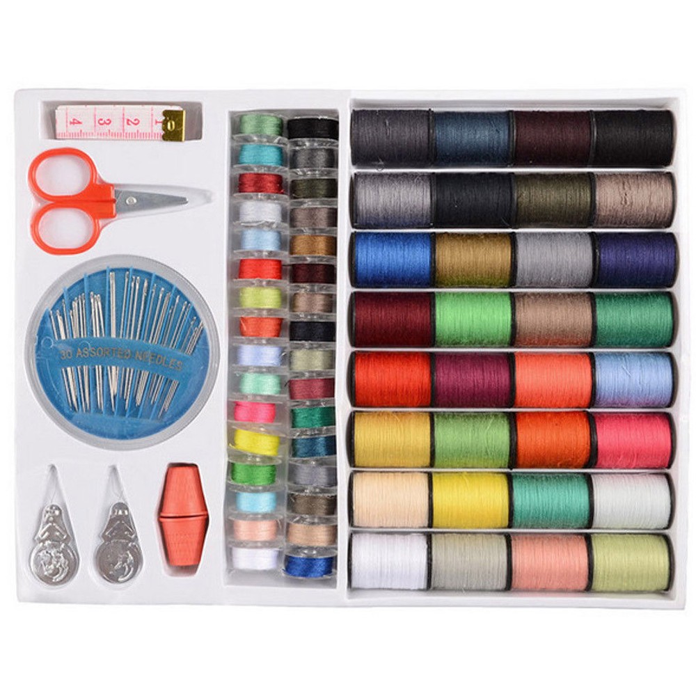 Sewing Kit Set, Home Travel Thread Needle Scissors Spools Thimble Storage Box US