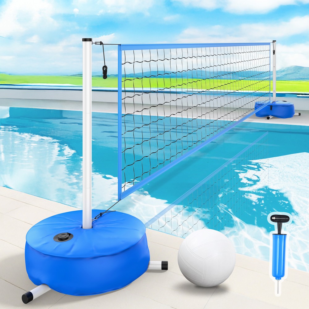 Pool Volleyball Net Set with Base Adjustable 15ft-32ft Length for Inground Pools