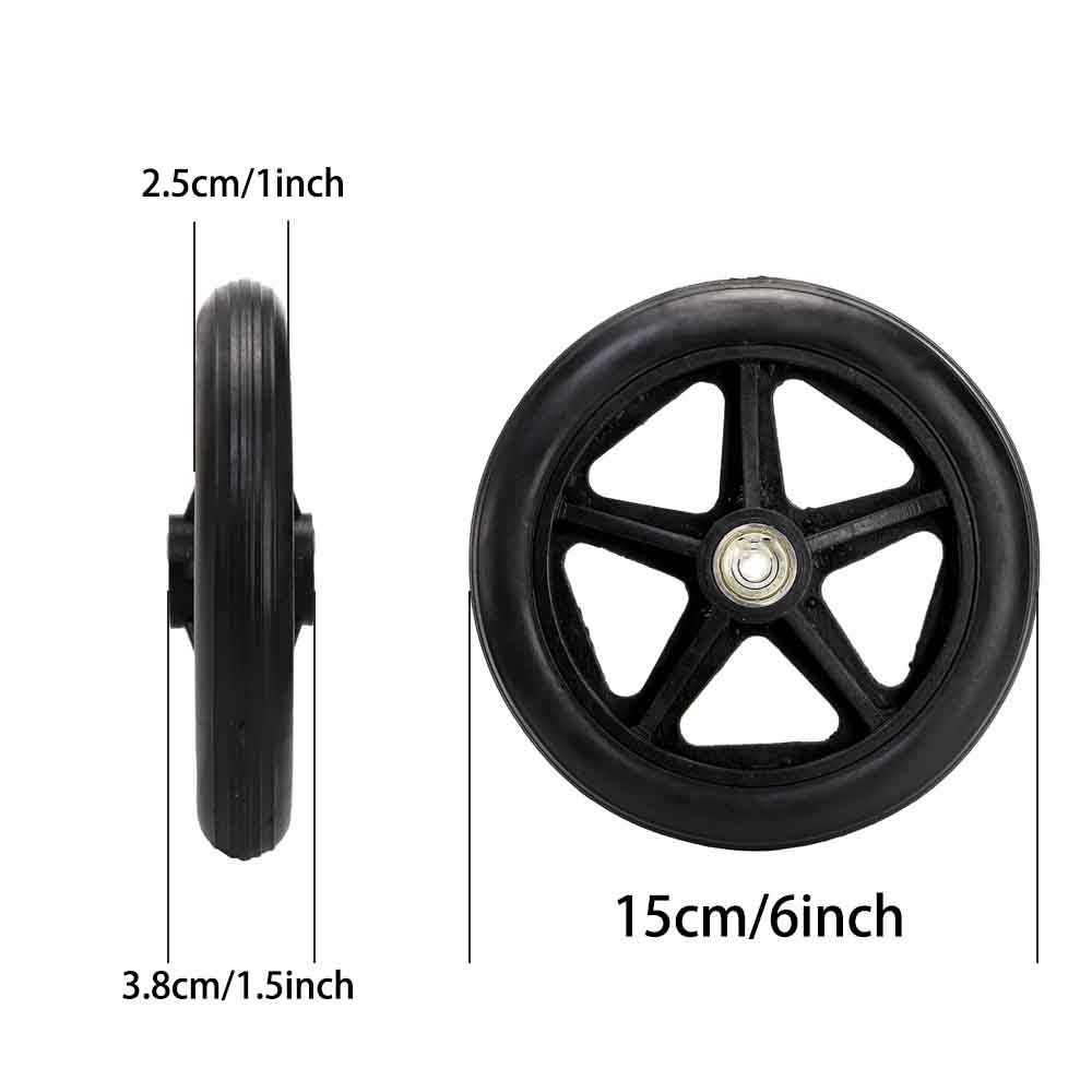 6" Wheel Solid Front Caster with Axles For Wheelchair Rollator Rollator