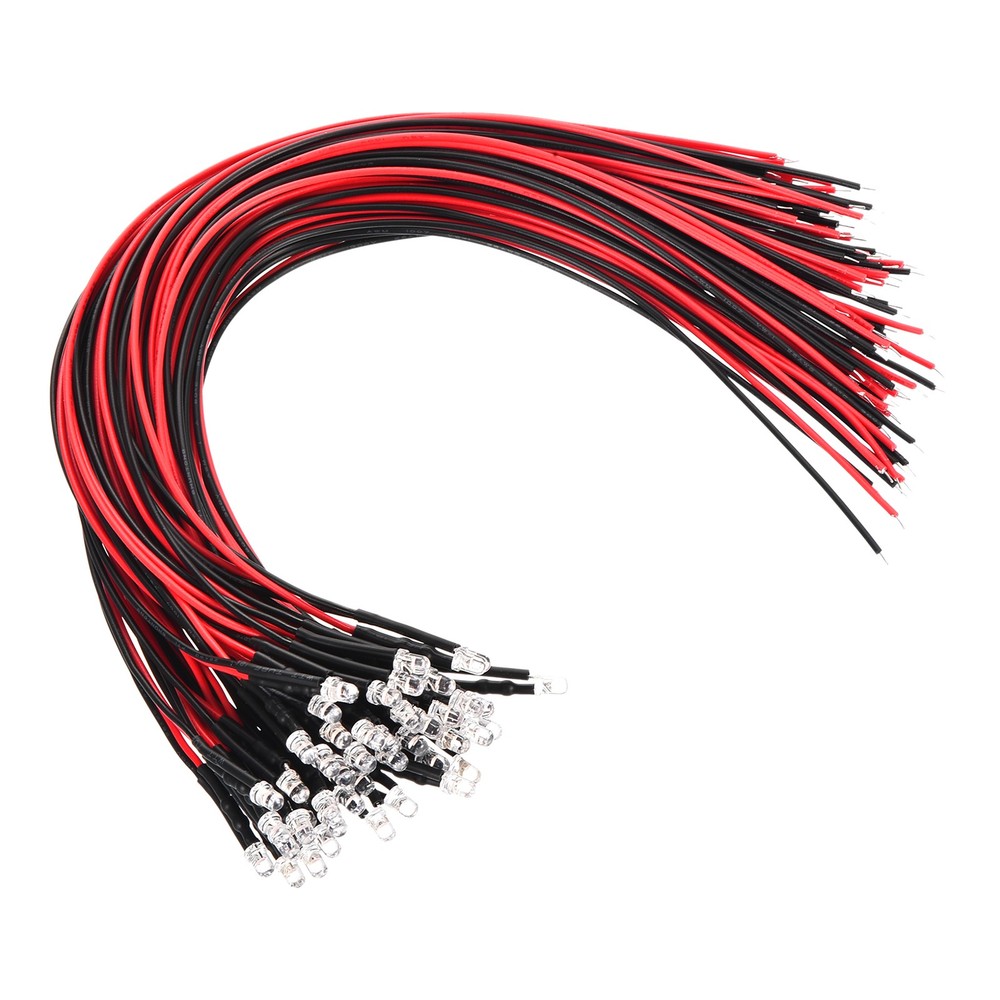 3mm LED Diode Light, 40 Pcs 9-12V DC, Pink Light