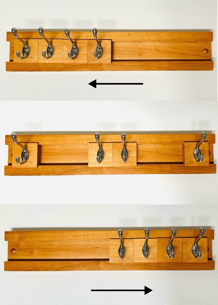 Solid Wood Moveable Minimalistic Wall Coat Hangers Rack