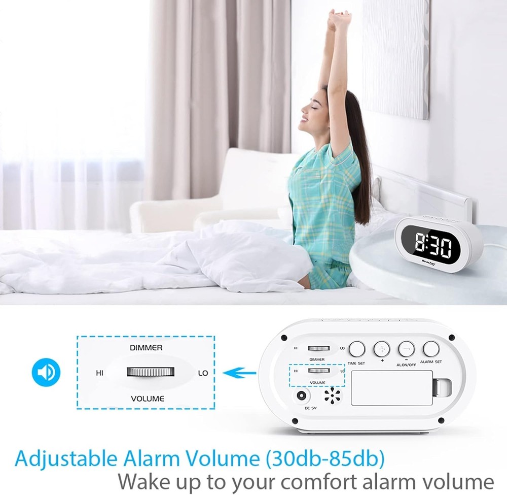 Compact Digital Alarm Clock with Adjustable Brightness & Volume for Easy Wake