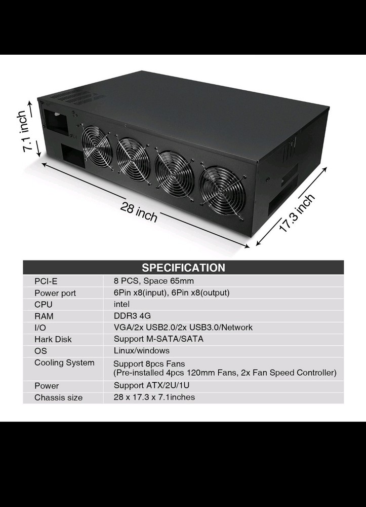 VTRETU 8 GPU Mining Rig Server Case for Crypto Miners