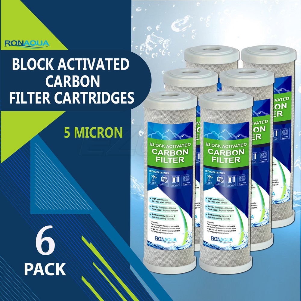 6 Activated Carbon Block Water Filters for Any Standard RO Unit   FREE SHIPPING