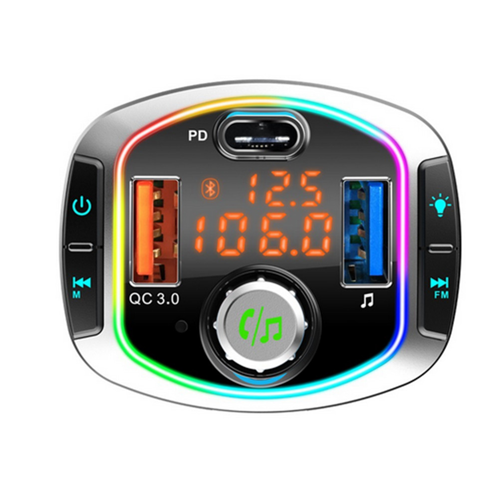 Car Bluetooth FM Transmitter MP3 TF/U Disk Player Handsfree USB QC3.0 PD Type-C