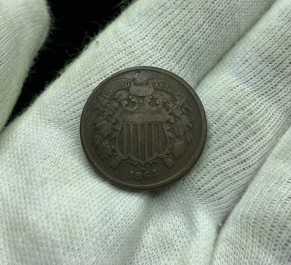 1864 Two Cent Piece Vf Details K328