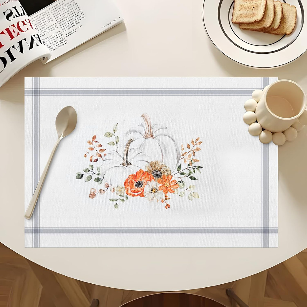 4Pcs Fall Table Runner, Thanksgiving Decorations Indoor, Kitchen Decor Tableclot
