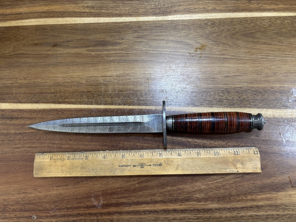 LARGE TOAD STICKER    DAMASCUS DIRK DAGGER  CUSTOM UNBRANDED W/SHEATH  KDU