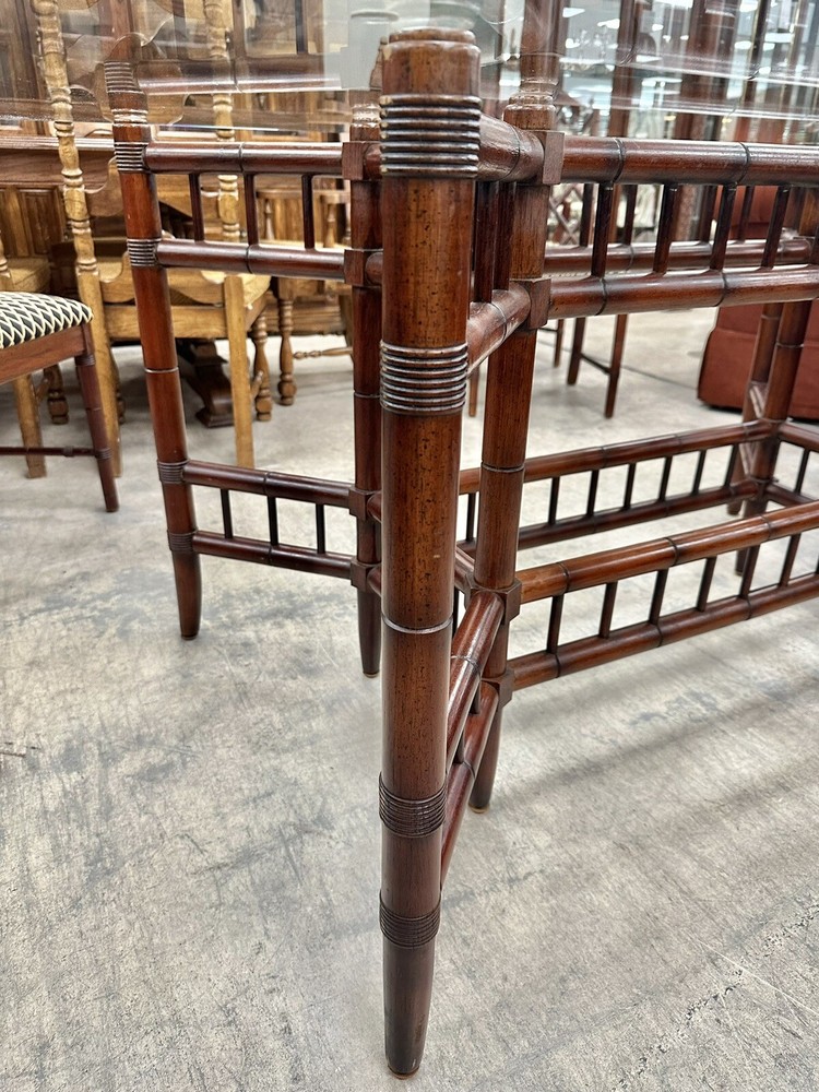 Bamboo Form Base Glass Top Dining Room Table