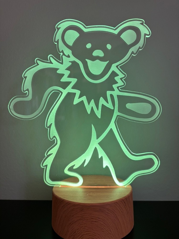 Dancing Bear Night Light Acrylic LED on base with Remote Control 16 Colors