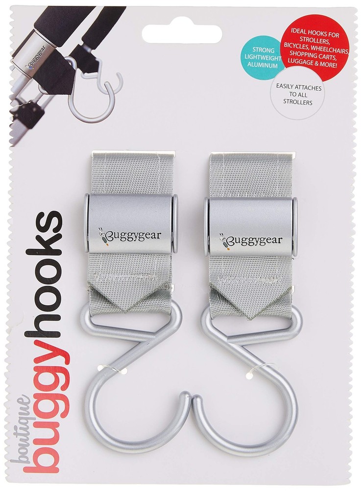 BUGGYGEAR Boutique Stroller Hooks, Platinum, 2 Count