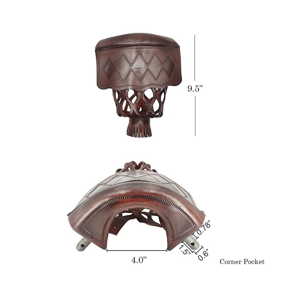 Pool Table Leather Pockets Diamond Pattern Shield, Leather Billiard Pockets M...