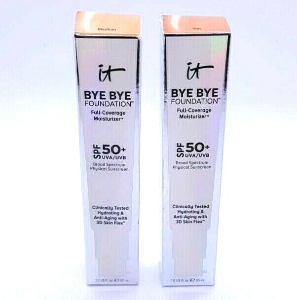 IT Cosmetics Bye Bye Foundation Full Coverage Moisturizer SPF 50+ 1oz  EXP 2026!