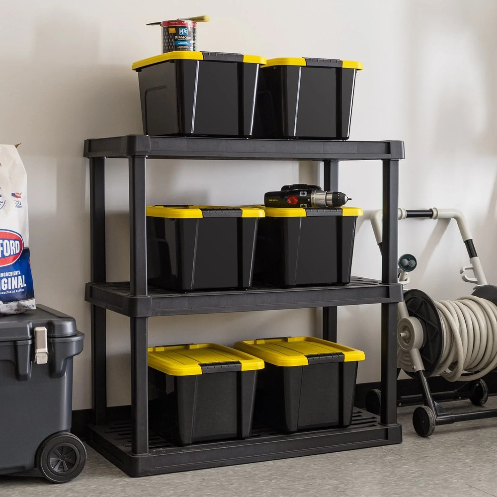 20 Qt Plastic Storage Bins with Lids, Stackable Storage Container, Totes, 6 Pack