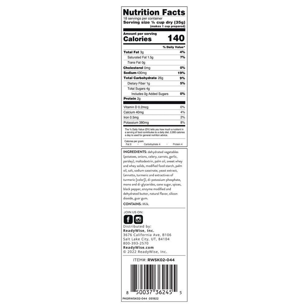 Readywise Potato Chowder Soup Mix - 18 Servings