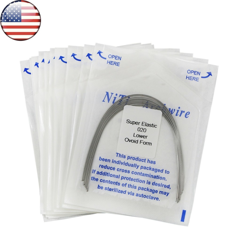 US 10Pack Dental Ortho Arch Wire Round/Rectangular Niti Elastic Ovoid Form