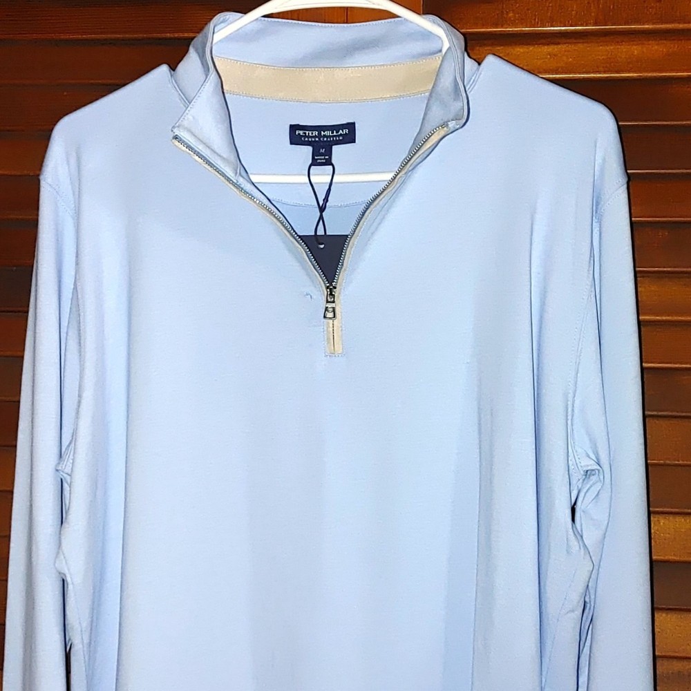 Peter Millar Crown Crafted Quarter Zip Pullover Blutz Blue Medium Peru Flaw