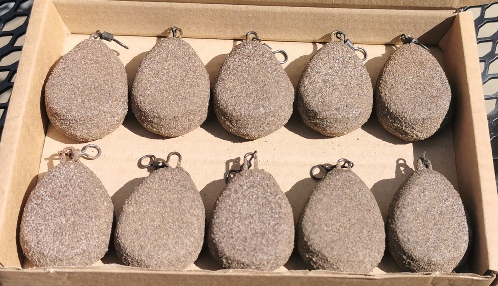 3oz & 5oz Carp leads x 10 flat pear sandpit coated
