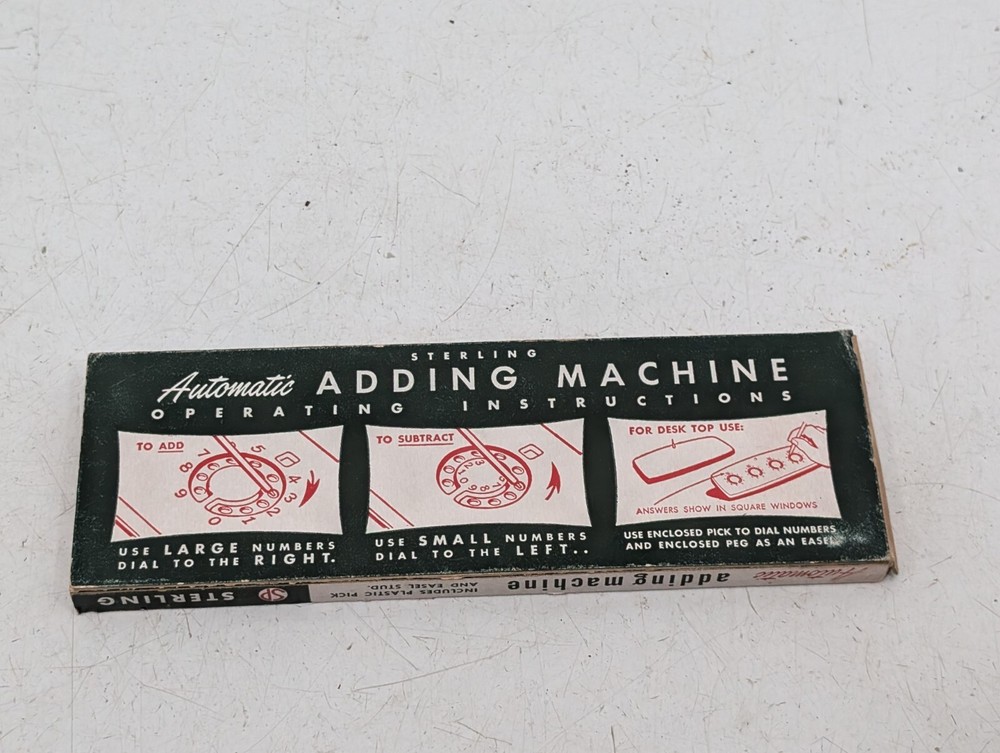 Vintage STERLING Automatic Adding Machine Original Box Math Tool Add-it Car Gift