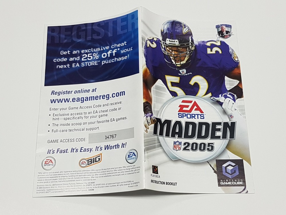 Madden 2005 Authentic Nintendo GameCube Manual Only