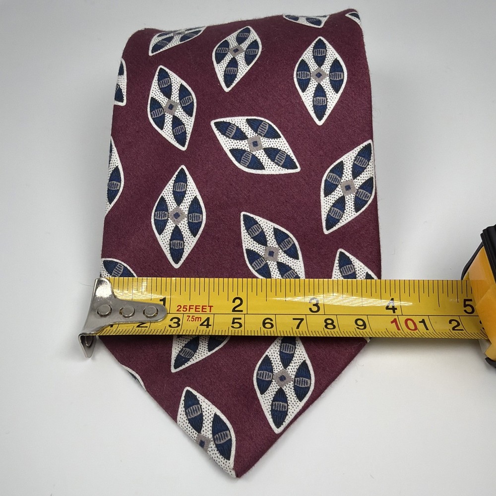 Robert Talbott Tie Maroon Navy Geometric 58”x3 3/4”