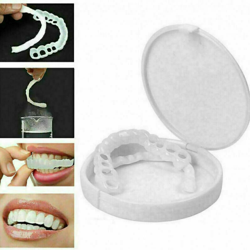 Upper Lower Teeth Silicone Veneers Dentures Snap-on Teeth Kit False Teeth