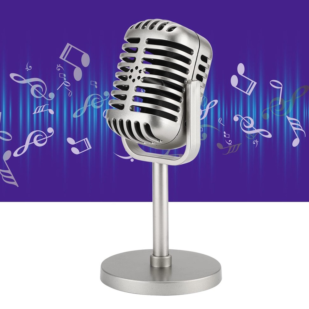 Facmogu Classic Retro Style Microphone Prop with Non-Adjustable, Silver