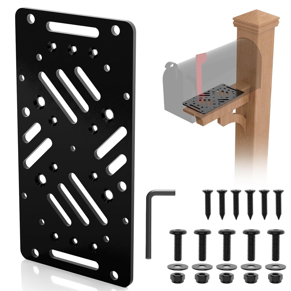 Antirust Mailbox Post Mount Bracket, Heavy-Duty Plate for X-Large, Black